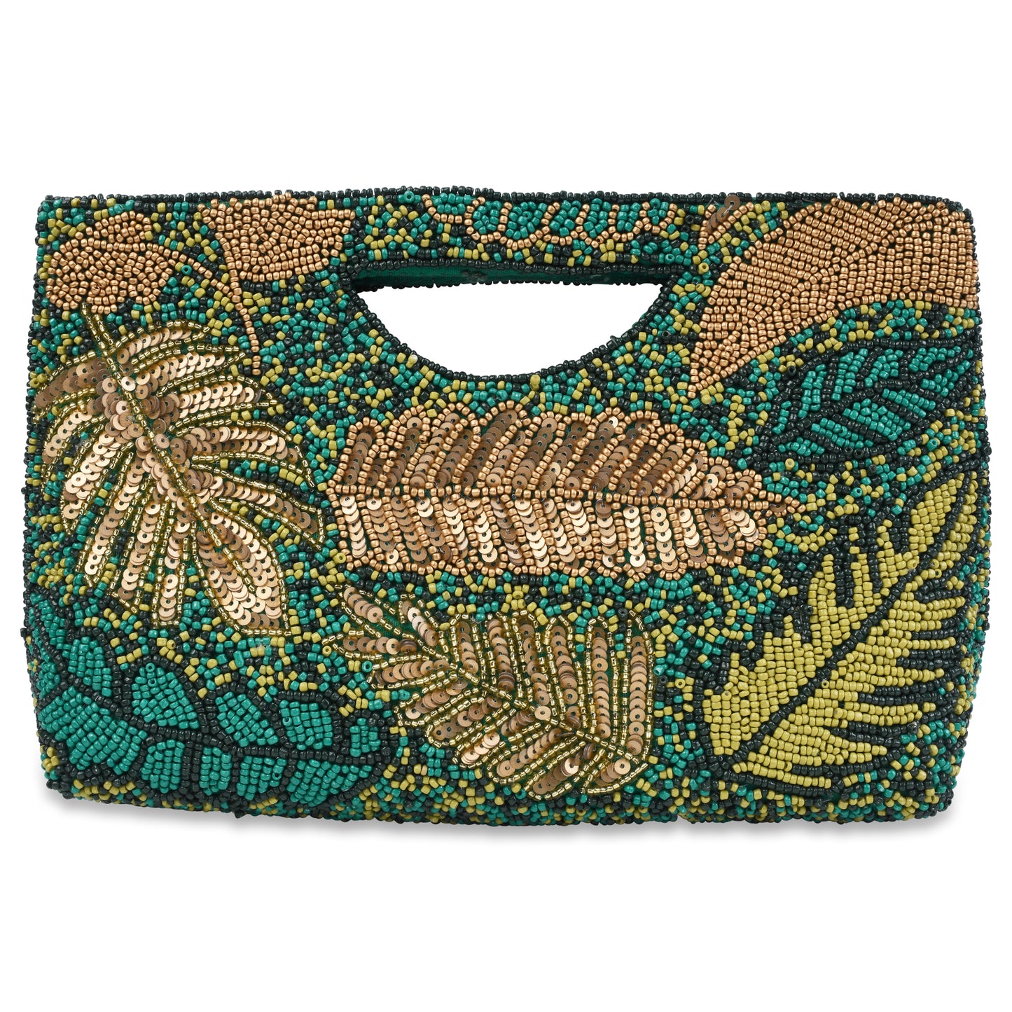 Gold Palms Half Moon Clutch