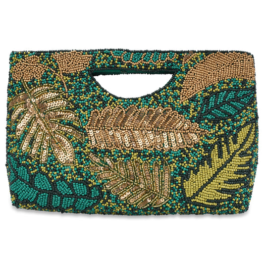 Gold Palms Half Moon Clutch