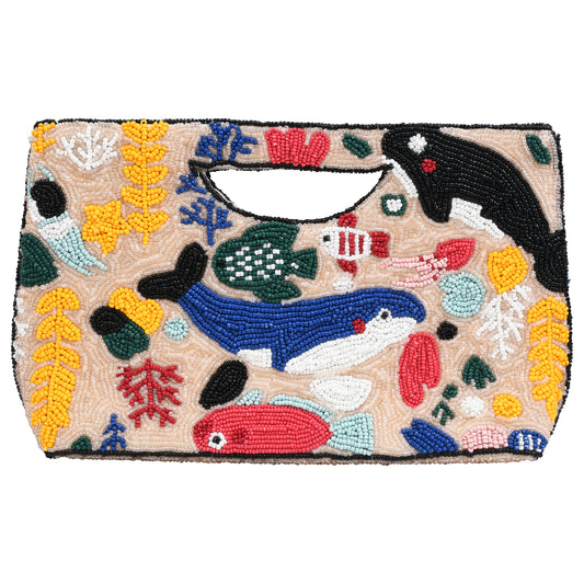 Sea Life Half Moon Clutch