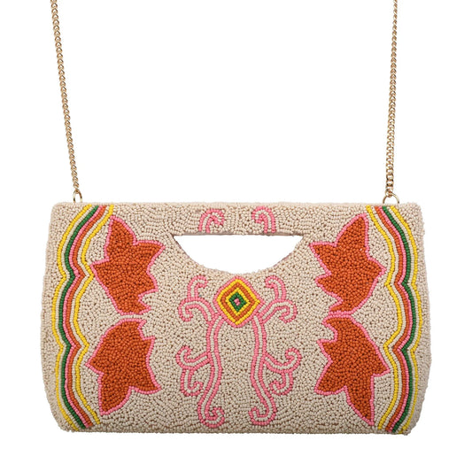Folk Floral Half Moon Clutch