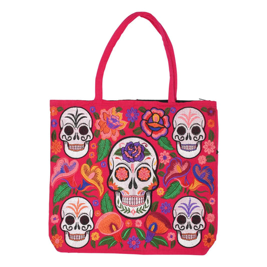 Skull Embroidered Tote