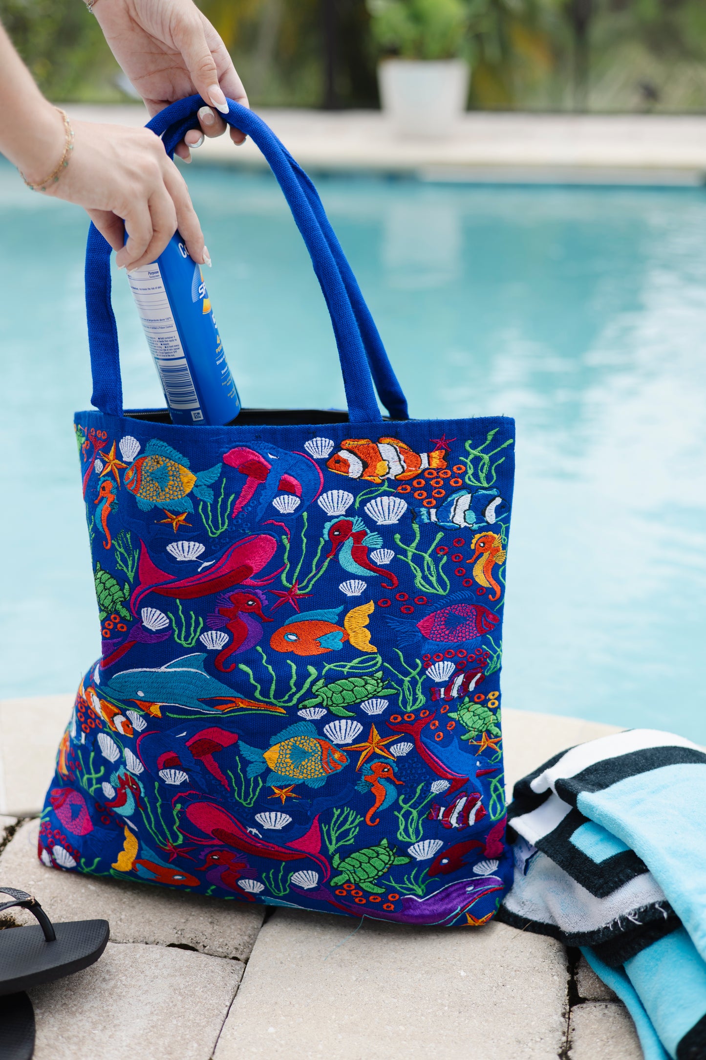 Sea Embroidered Tote