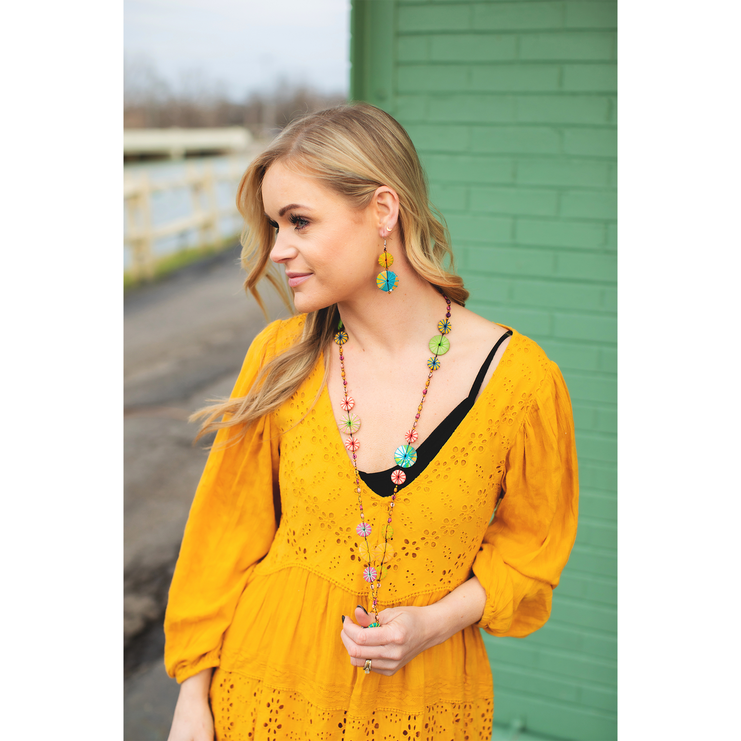 Wooden Floral Sunburst Earrings