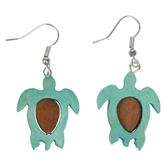 Wooden Turtle Earrings