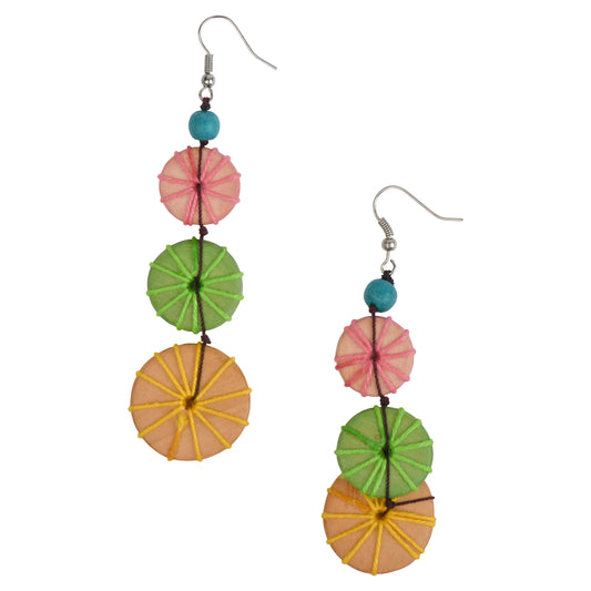 Wooden Pastel Sunburst Earrings