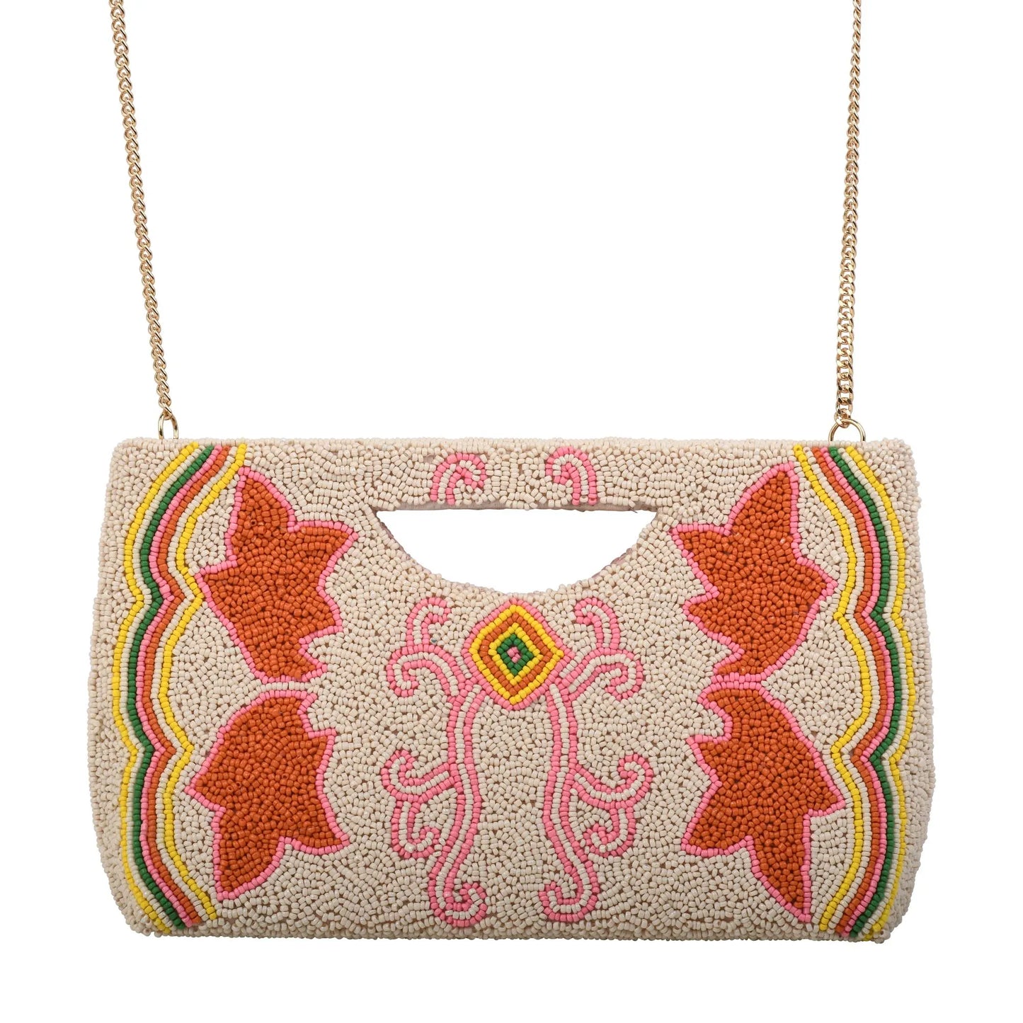 Folk Floral Half Moon Clutch