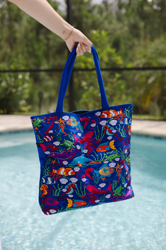 Sea Embroidered Tote
