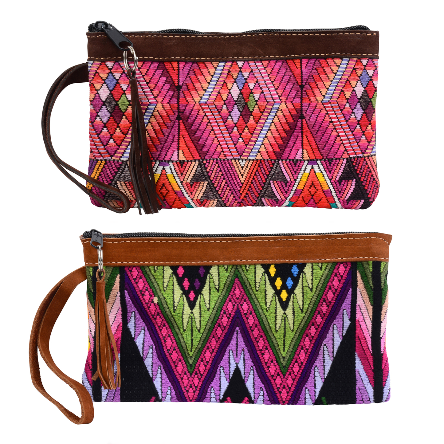 Huipil Leather Fringe Wristlet