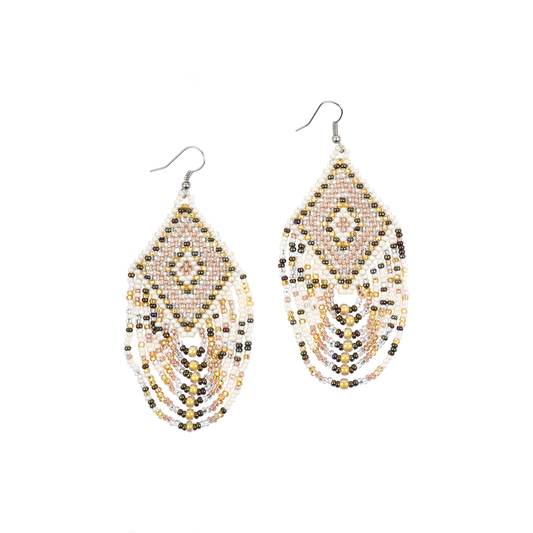 Statement Gold & White Earrings