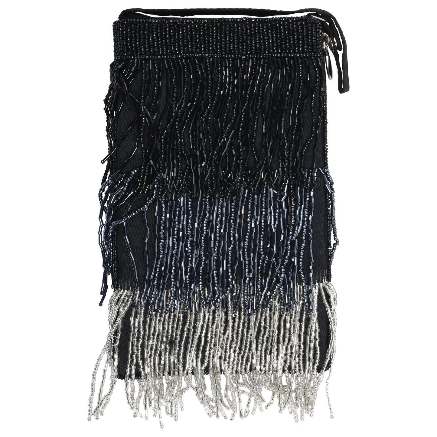 Black Silver Fringe Club Bag