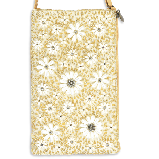 Gold Pearl Floral Club Bag