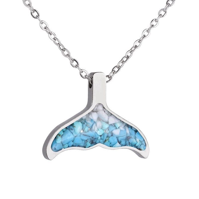 Ocean and Earth Whale Tail Necklace