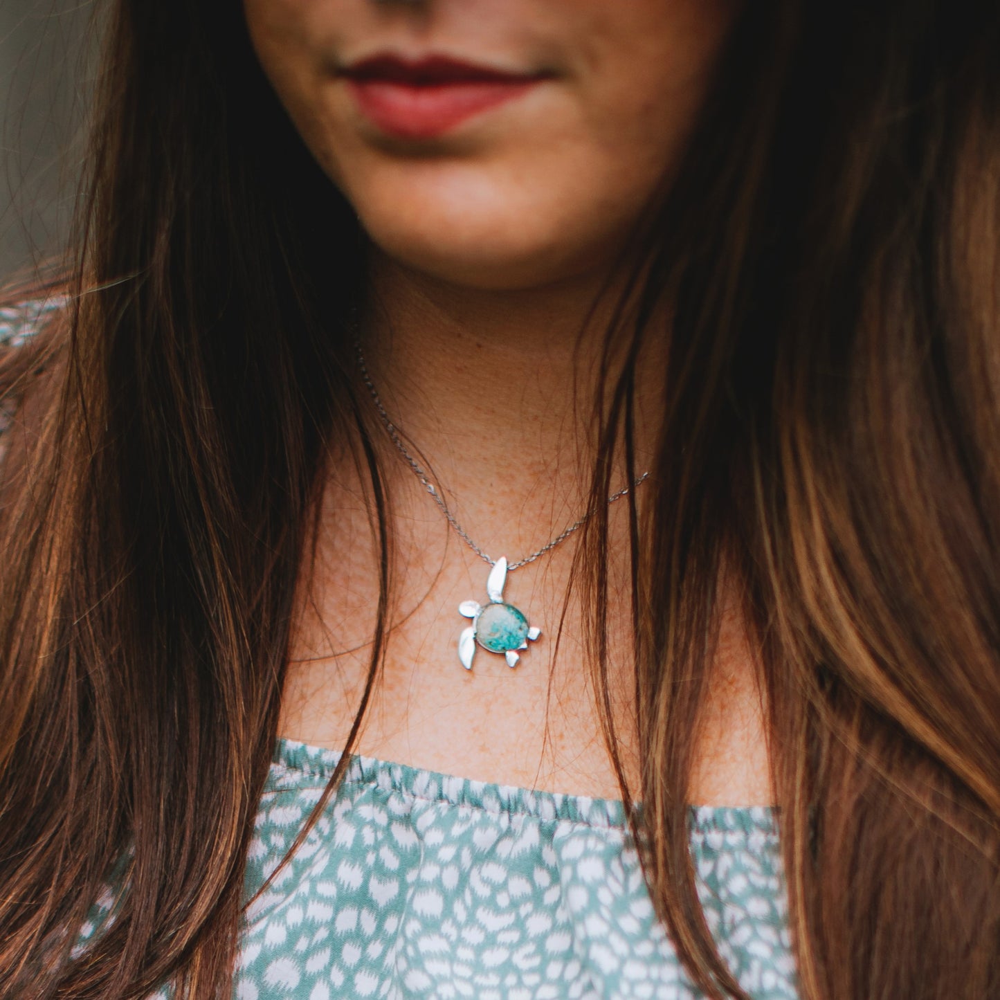 Ocean and Earth Turtle Necklace