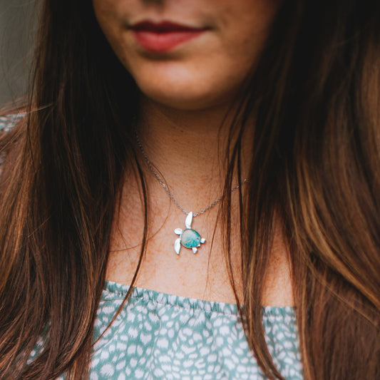Ocean and Earth Turtle Necklace
